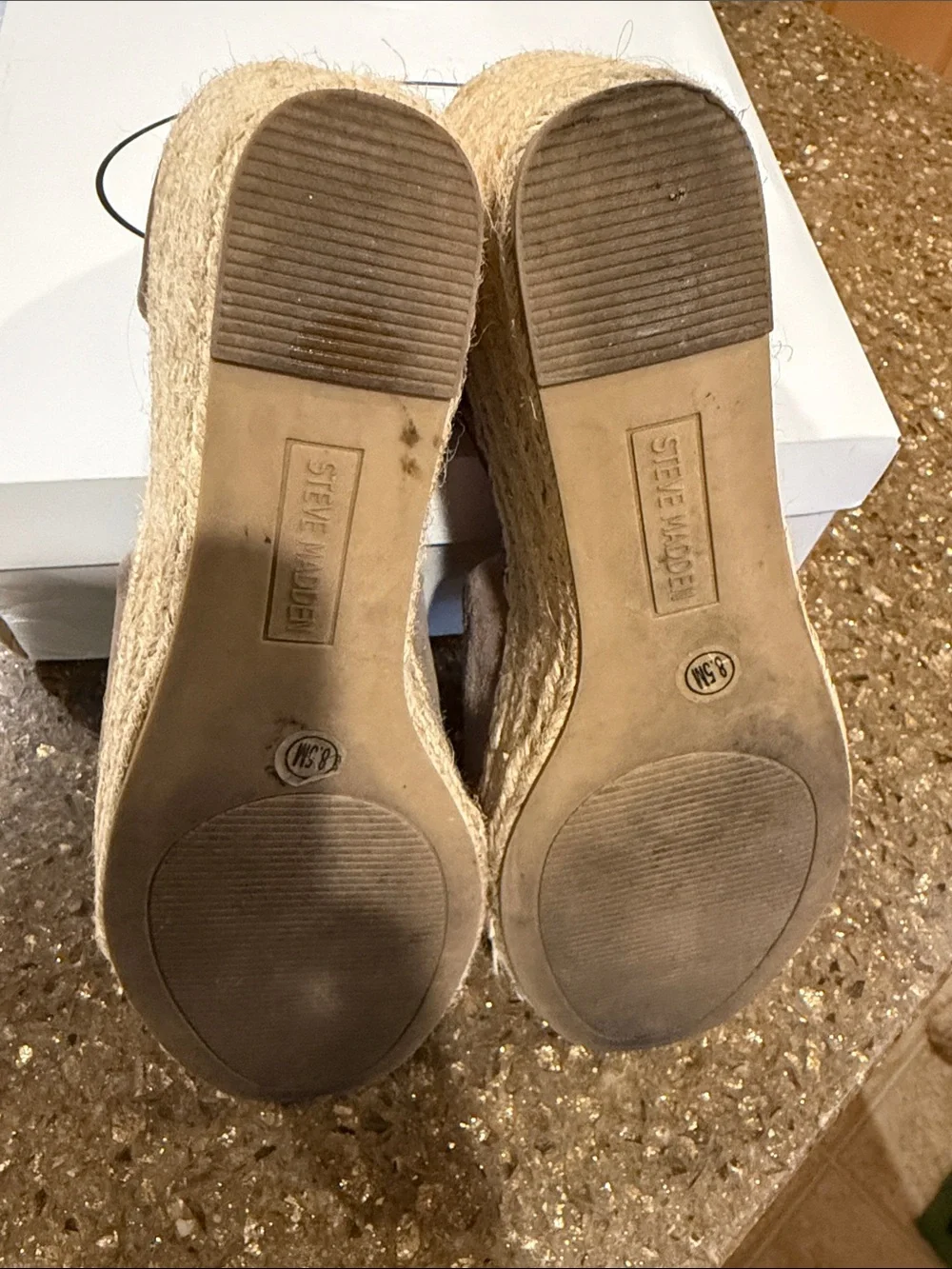 Steve Madden Jaylen Taupe Suede Espadrille Wedge Sandal with Ankle Strap 8.5